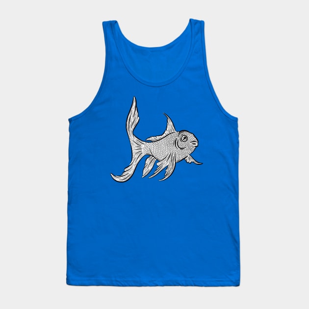 Graphic Tattoo Style Goldfish Fish Design Tank Top by Squeeb Creative